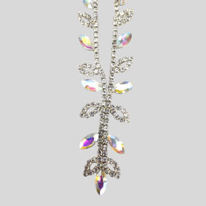 Claire's Aurora Borealis Baguette Sparkle Rhinestone Leaf Dangle Y Necklace